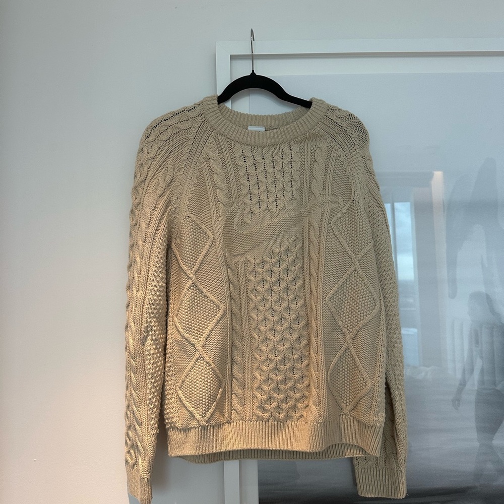 Beige Cable Knit Sweater Nike